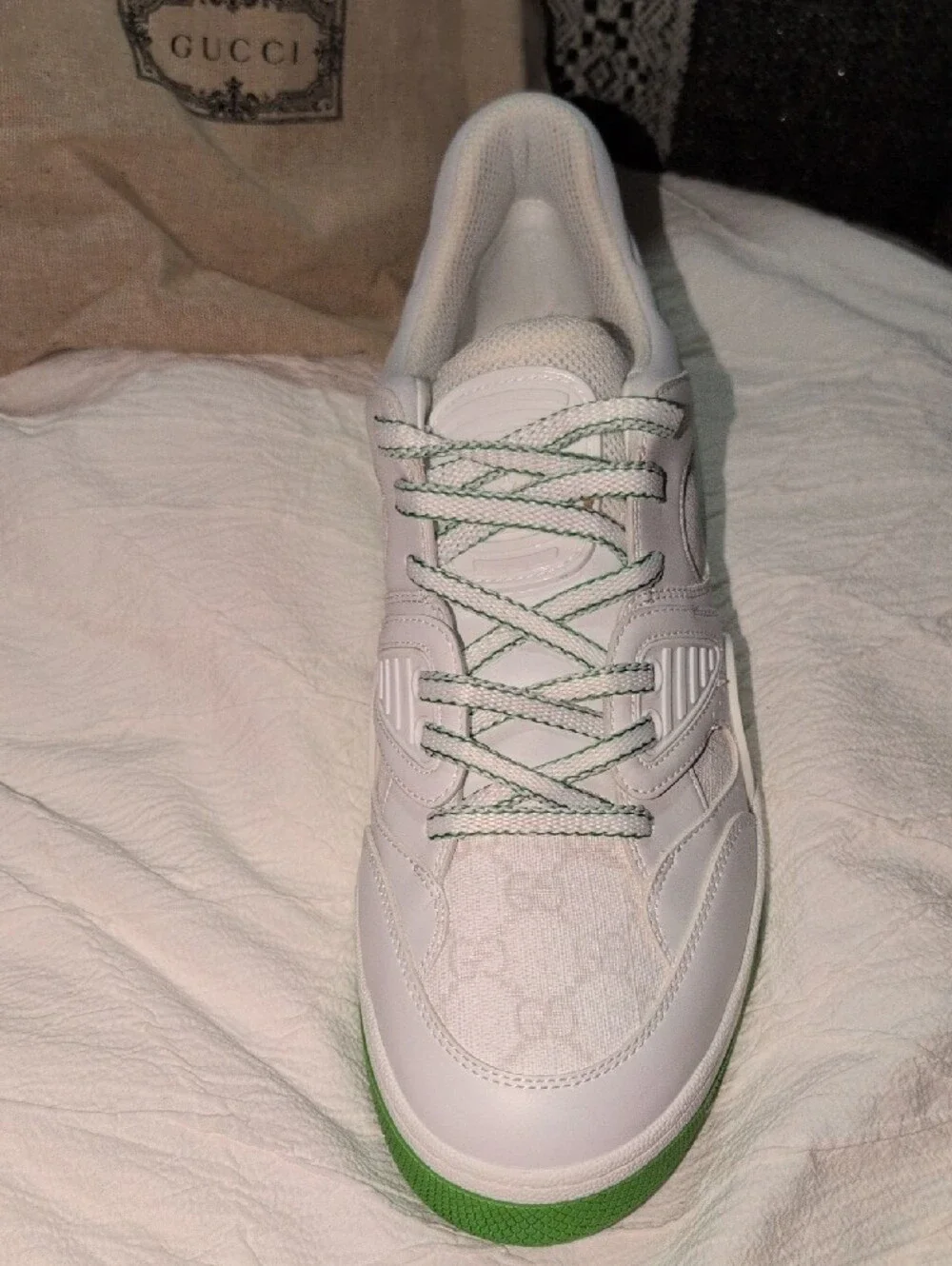 Gucci Basket Low Sneaker LEFT SHOE ONLY White Green Demetra Men's 11